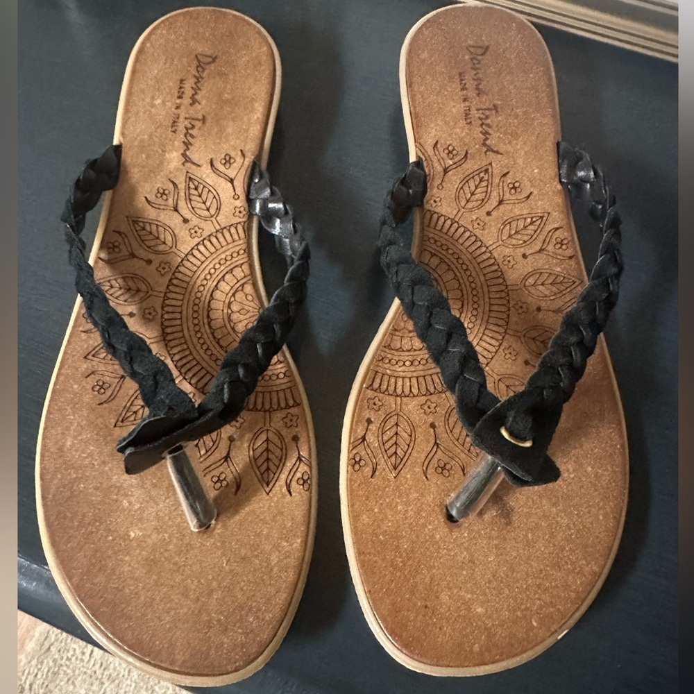 Donna Trend-Made in Italy Leather Braided Flipflops